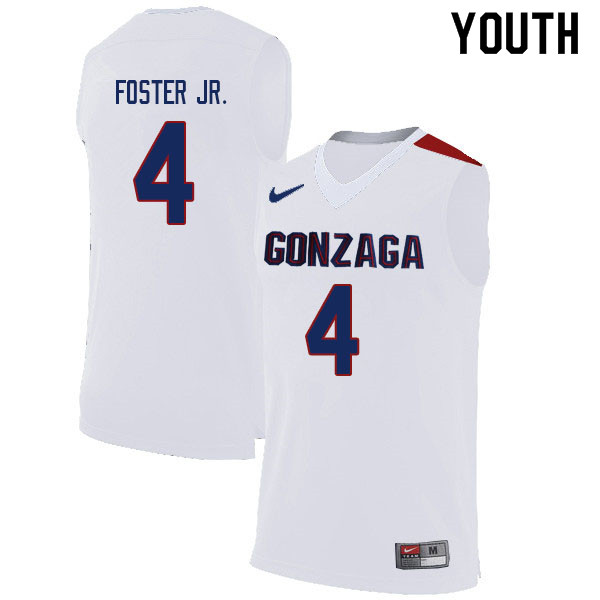 Youth Gonzaga Bulldogs #4 Greg Foster Jr. College Basketball Jerseys Sale-White